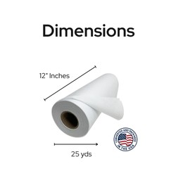 Light Weight Fusible White Non Woven - Iron On Interfacing 12" x 25yd for Crafting, Quilting, Sewing, Shirt Plackets, Dresses, Collars, Cuffs and Other DIY Projects by H.B.I. Products