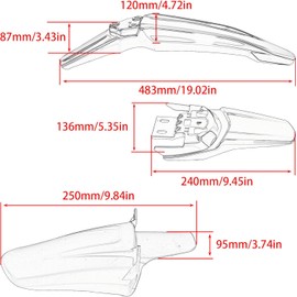 ABCERRSI Surron Front Rear Fender Set,3pcs Shock Front Rear Mud Guard For Sur Ron Light Bee Segway X/S X260 X160-Black