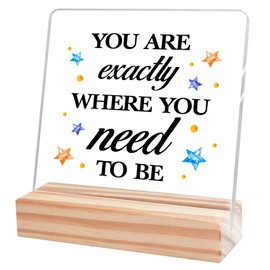 Inspirational Office Desk Decor,You Are Exactly Where You Need to Be Acrylic Plaque for Office Desk Tabletop Decor,Motivational Gift for Women Men Coworker Friend A380
