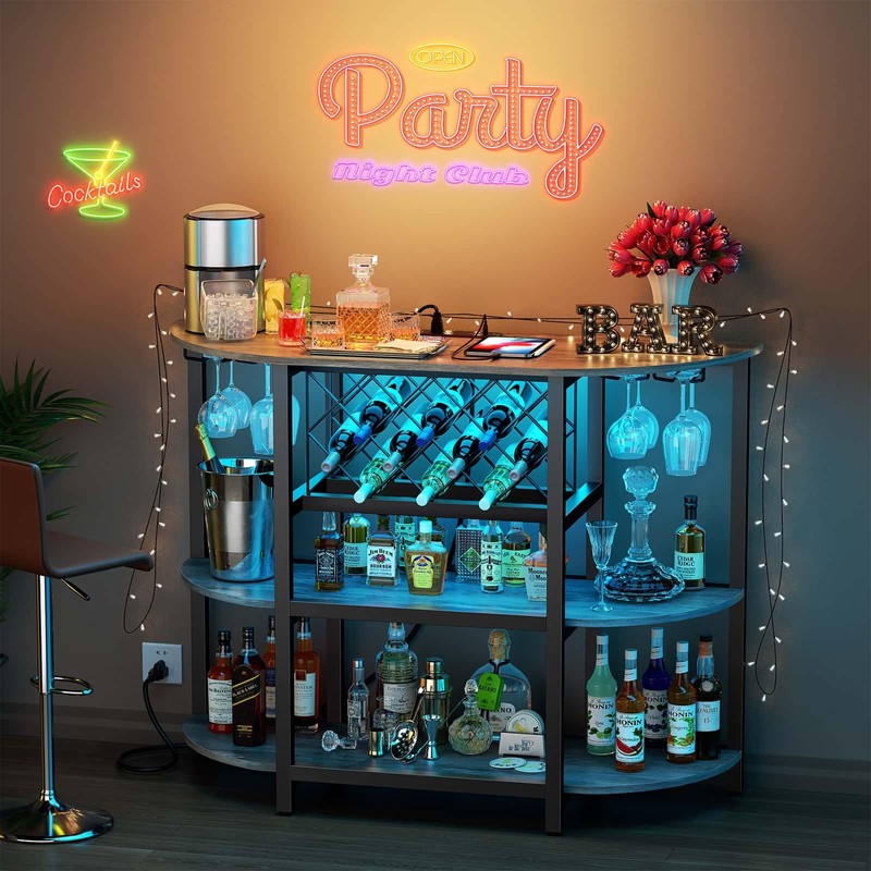 Zarler Bar Table Cabinet, Home Mini Bar Cabinet for Liquor,