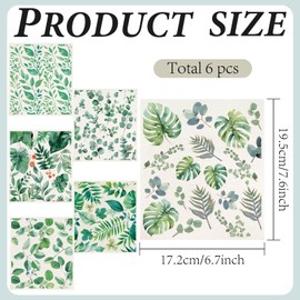 CREATCABIN 6Pcs Swedish Dishcloths for Kitchen Reusable Swedish Dish Towels Absorbent Swedish Dish Rags Washable Sponge Cleaning Cloths Quickly Drying Kitchen Dish Cloths Green Leaves 7.6 x 6.7 Inch