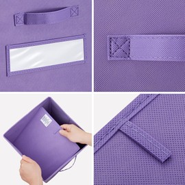 artsdi Fabric storage cubes (8 Pack) 11 Inch Cube Storage Bin, cube organizer bins with 8 Labels Window Cards & a Pen, Foldable cube organizer bins and Storage Box, Purple