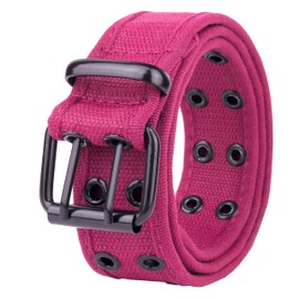 Gelante Canvas Double Grommet Hole Belt 2043 Hot Pink S