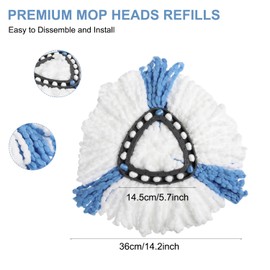 Mop Head Replacement Spin Mop Head Refill Mop Heads Reusable Spin Mop Refills Machine Washable Mop Heads Microfiber Triangle Replacement Pads for Vileda EasyWring Cleaning Floor 3Pcs