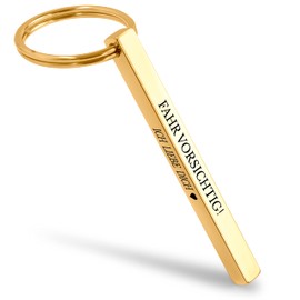 Mister Boncuk® Cubikey Keyring with Engraving Made of Stainless Steel - Chopsticks Pendant with Sayings - Gifts for Men and Women - Cuboid Keyring, Fahr Vorsichtig Ich Liebe Dich