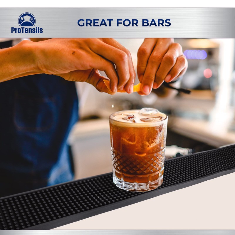 ProTensils Rail Bar Mat 23" x 3.25" Black Rubber Bar
