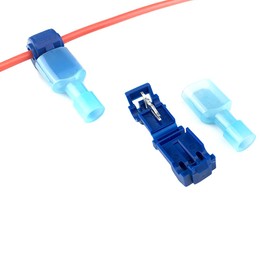 Ruidee 60Pcs/30Pairs T Tap Wire Connectors Electric Wire Terminals Self-Stripping Fully Insulated Male Quick Disconnects Spade Terminals 18-14 AWG Blue/UNJL