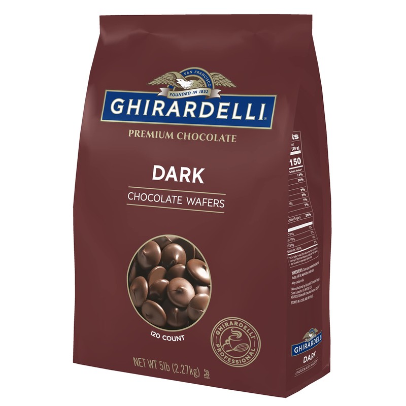 Ghirardelli Chocolate Company Dark Chocolate Wafers, 5lb. Bag (Pack of