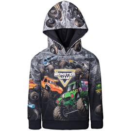 Monster Jam Fleece Pullover Hoodie Toddler to Big Kid Grave Digger El Toro Loco Megalodon, Black, 2T