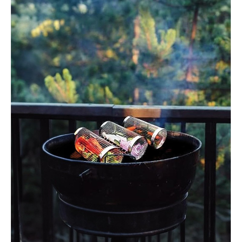 Rosenstein & Söhne Grill basket cylinder: set of 2 stainless