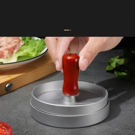 SZJLDS Burger Press, Hamburger Press - Made of Aluminium Alloy with Wooden Handle, Durable and Rustproof, Perfect for Even Burger Patties, Easy to Use and Clean