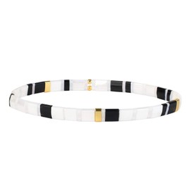 KELITCH Miyuki Tila Beads Stretch Bracelets Women's Tila Bracelets Stackable Friendship Bracelets, Crystal, No-Gem-Tye