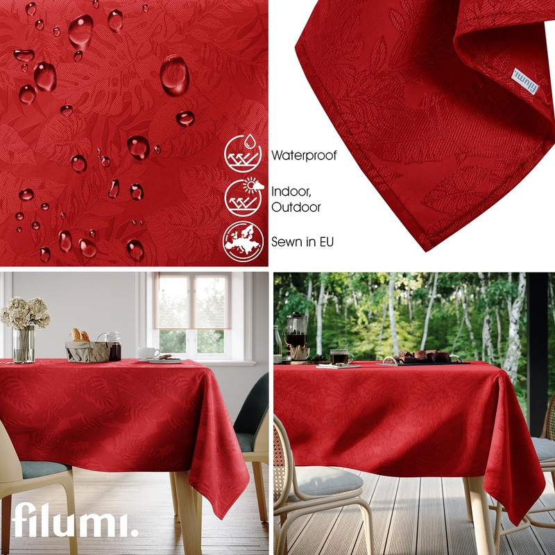 Filumi Eris Tablecloth 120 x 120 cm Red Washable for