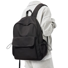 VENATIN Black School Backpack for Girls Women Middle School High School Bookbags for Men Teens Boys,Laptop Backpack Lightweight Travel Work Commuter Back Pack