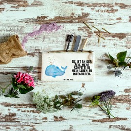 Mr. & Mrs. Panda Whale Confetti Makeup Bag, White, Hand drawn