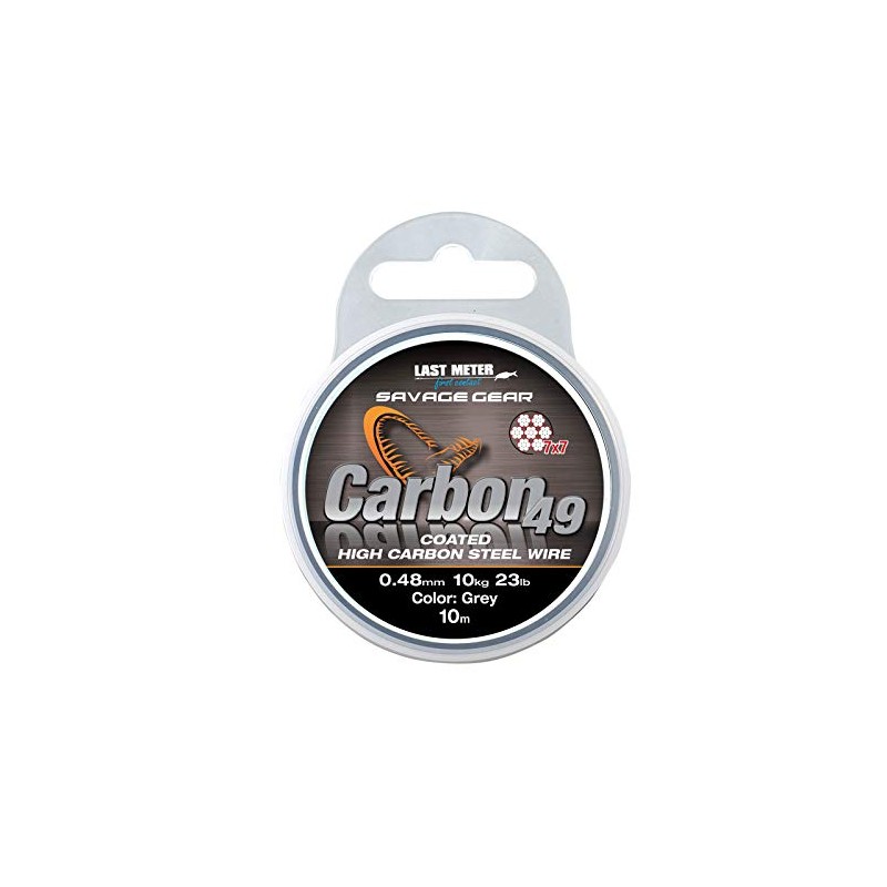 Savage Gear Carbon49 Coated Steel Wire 10m (Grey 0.48mm 23lbs)