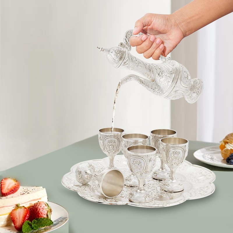 Complete Tea Set with 1 Teapot, 6 Tea Cups &