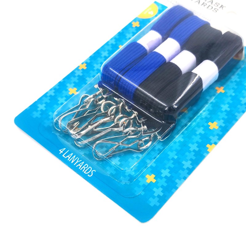 Milan Pacific Mask Lanyard Set, 4 Pack, Blue and Black