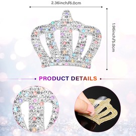 4 Pieces Crystal Crown Car Stickers(2.36x1.96 inches) Bling Rhinestone Decals Princess Crown Self-Adhesive Bling Car Window Stickers for Car Window Laptops Luggage Bumper Decoration