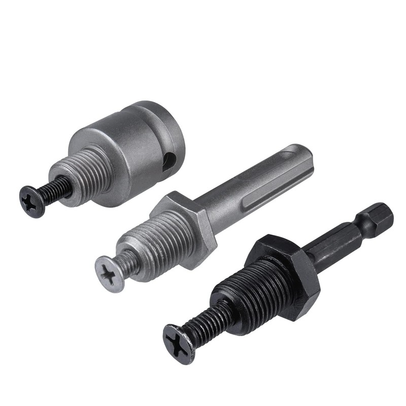 Gasea 3Pcs Drill Chuck Adapter Connecting Extension Rod to 3/8-24UNF