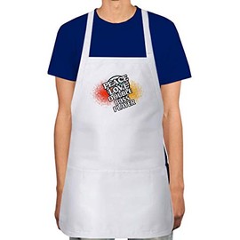 Makoroni - PEACE LOVE DOUBLE BASS PLAYER Apron Adjustable Kitchen Chef Apron with 2 Pockets Cooking Baking, DesW5