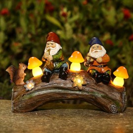Youfui Solar Gnome Garden Outdoor Statues, Funny Resin Gnome Figurine Decorations with Solar Lights Lantern, Outdoor Garden Art Decor for Lawn, Yard Ornament, Unique Housewarming Gift for Garden