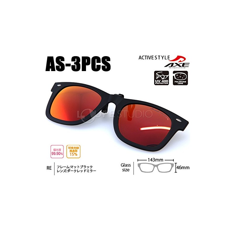 AXE Sunglasses, Clip-on Type, UV Protection, Polarized Lens, Silver, AS-3PCS