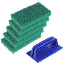 EPLZON 5 Pack Electric Cleaning Brush Pad Kitchen Bathroom Household Cleaning Pad Swimming Pool Wall Cleaning Brush Heavy Duty Griddle Scrubber Scouring Pad and 1 Pack Handle kit(Green)