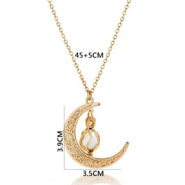 SIewee Fantasy Glow in the Dark Crescent Moon Necklaces - Jewelry Charms Pendants for Women - Fairy, witches, Space Necklace (gold Yellow green)