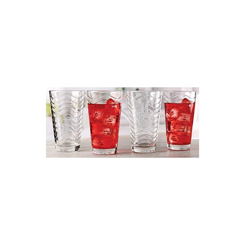 Circleware 4-Piece Set of Heavy Base Highball Drinking Glasses Tumblers,