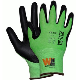 WELLS LAMONT INDUSTRIAL Hi-Vis Microfoam Nitrile Palm Work Glove (L, 1 Pair) | 18 Gauge - Metal Fabrication, Automotive, Appliance Repair | ANSI Rated: Cut A6, Puncture 4, Abrasion 4