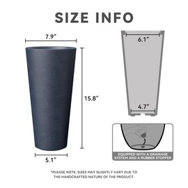 Kante Tall Concrete Planter, 15.8 Inch Height Large Flower Pot for Indoor Outdoor Plants, Suitable for Home, Patio, Garden, Porch, Charcoal