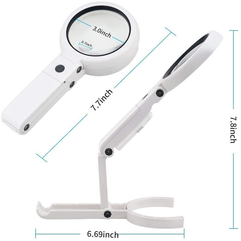 Illuminated 8 LED Magnifying Glass with 8x and 5x Magnification