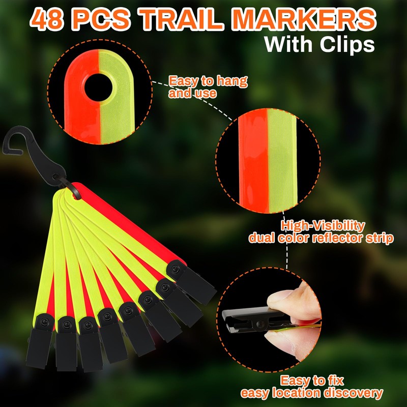 Copkim 24/48/72/96/120 Pcs Trail Markers for Hunting Reflective Trail Markers