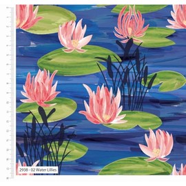 Make + Believe Fabrics 110cm Wide 100% Cotton British Waterways Sarah Payne Organic Digital Prints Premium Cotton Fabric; Sold in Metre Pre-Cuts (Water Lillies)