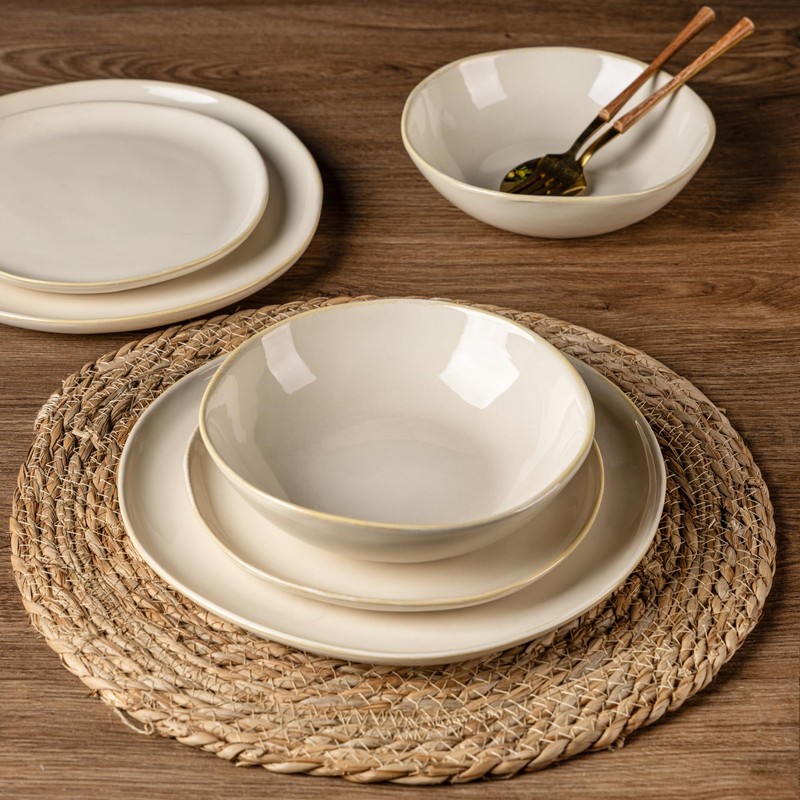 AmorArc Ceramic Dinnerware Sets,Handmade Reactive Glaze Stoneware Plates and Bowls