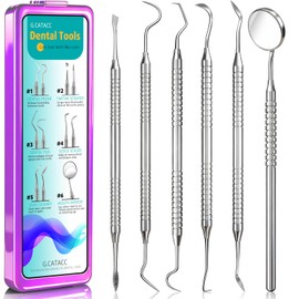 CATACC PRO Dental Tools, Dental Pick for Teeth Cleaning, Stainless Steel Hygiene Kit with Tooth Scraper Plaque Tartar Remover - with Case