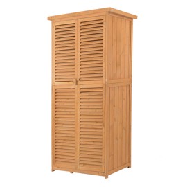 Outsunny 3' x 5' Wooden Garden Storage Shed, Sheds & Outdoor Storage with Asphalt Roof & 2 Large Wood Doors with Lock, Natural