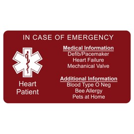Medical Wallet Card Alert ID - Laser Engraved Anodized Aluminum - Easy to Read - Choose Card Color and Add Your Information - Made in USA