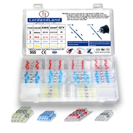 130PCS Solder Seal Wire Connectors Kit, Waterproof Solderless Heat Shrink Butt Terminal - Solder Sleeve Insulated Wire Connectors for Marine Automotive Boat Truck Wire Joint