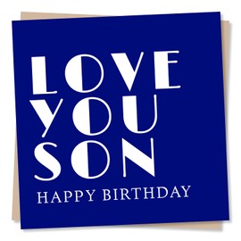 Happy Birthday Card for Adult Son - "Love You Son" - Blue Happy Birthday Card For Your Son - Made in UK