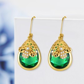 SCZKLAQ 925 Sterling Silver Bee Earrings with Gold-Plated Accents & Emeralds - Gifts for Women, Mom, Bee Lovers