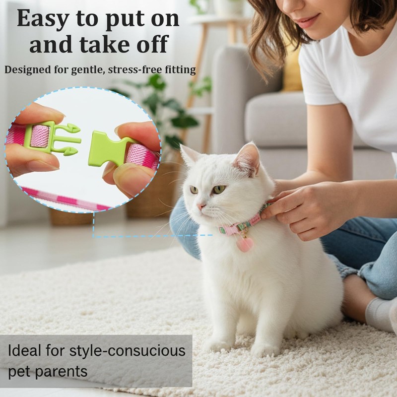 Soft Elastic Cat Collar Cute Breakaway Kitten Collar with Love