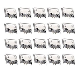 bnafes 20PCS Micro USB Female Socket Connector Jack Port, 5-Pin 180 Degree, Replacement Adapter