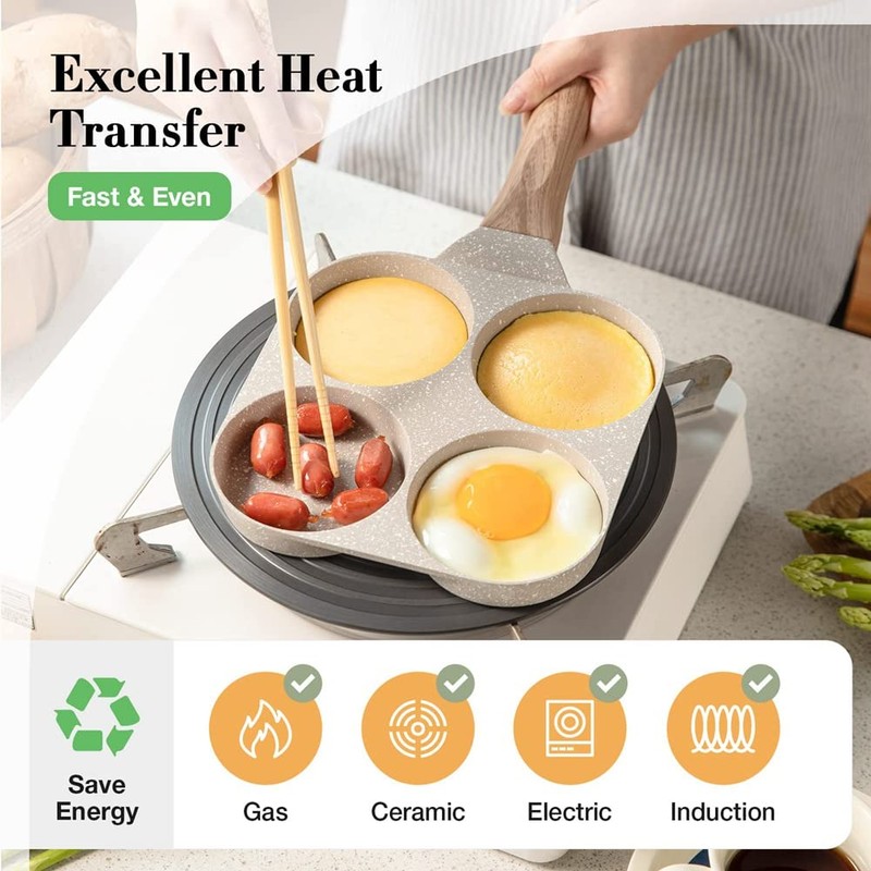 Egg Pan Non Stick, 4 Hole Egg Omelette Pan, Pancake