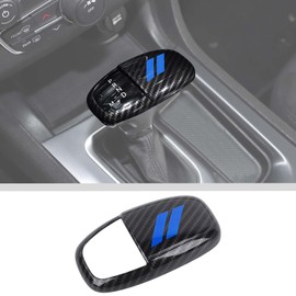 JWWY Gear Shift Shifter Knobs Cover Trim for 2015-2025+ Dodge Challenger Charger 2018-2023 Durango Interior Accessories Blue Carbon Fiber