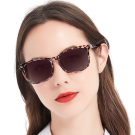 MARE AZZURO Bifocal Reading Sunglasses Women Trendy Square Outdoor Readers 1.00 1.50 2.00 2.50 3.00 3.50 4.00 (Leopard, 4.0)