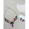 MMonesu Women Jewelry Set Rhinestone Colorful Crystal leaf shape Statement