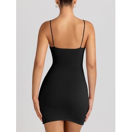 LILLUSORY Women's Mini Sexy Bodycon Dress 2025 Summer Going Out Short Backless Party Club Dresses Beach Vacation Outfits Black S