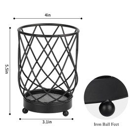 MACEVIA Utensil Holder for Kitchen Counter, Black Metal Organizer with Diatomaceous Earth Base, 4" x 3" x 5.5", Countertop Storage for Spoons,Spatulas and Cooking Utensils,Set of 2